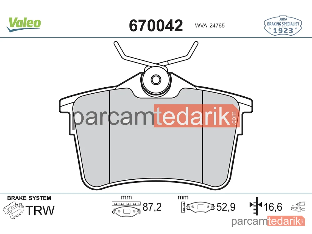 670042 | Fren Balatası (Arka) — Citroen C4 I, Citroen Berlingo, Peugeot 307 Break